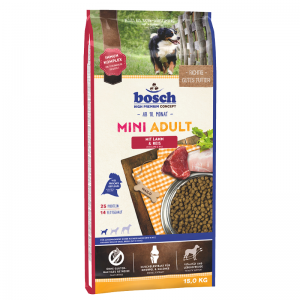 Bosch Mini Adult с Ягненком и Рисом  для собак мелких пород  (5 пакетов по 3кг) 15кг