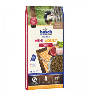Bosch Mini Adult с Ягненком и Рисом  для собак мелких пород  (5 пакетов по 3кг) 15кг