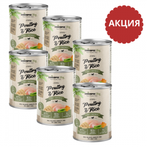 Консерва Чикопи для взрослых собак Домашняя птица с рисом и овощами 400гр*6