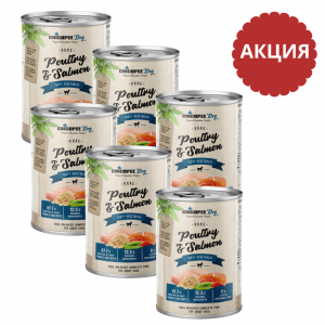 Консерва Чикопи для взрослых собак Домашняя птица с лососем и овощами 400гр*6