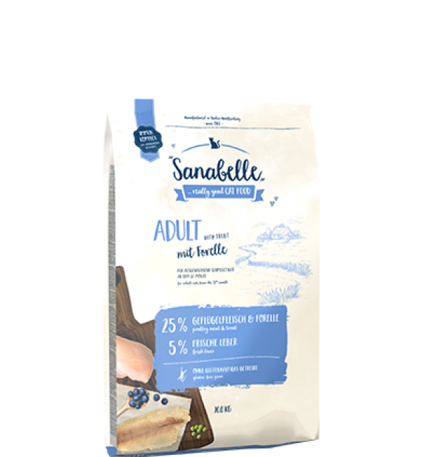 Sanabelle Adult with trout (Санабелль Эдалт с Форелью) - корм для кошек+игрушка, 2кг