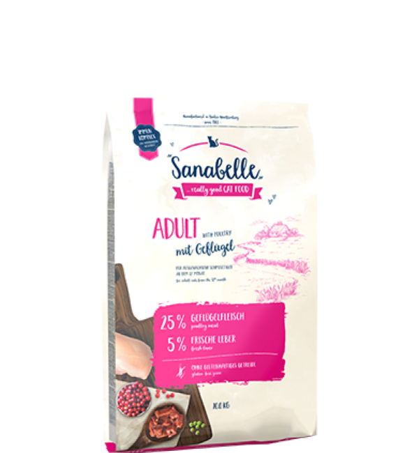 Sanabelle Adult with poultry (Санабелль Эдалт с птицей ) - корм для кошек , 2кг+2кг