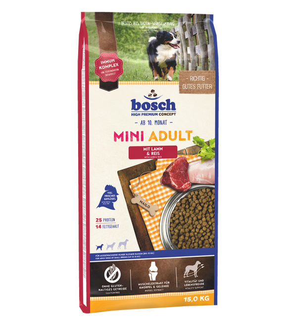 Bosch Mini Adult с Ягненком и Рисом для собак мелких пород УЦЕНКА 15кг