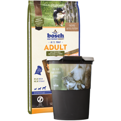 Bosch Adult with Poultry & Millet (Бош Птица с просо) корм для взрослых собак с высоким содержанием свежего мяса (30%) 15кг