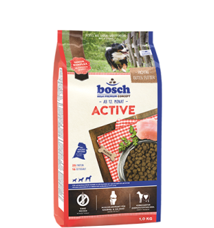 Корм с повышенным содержанием свежего мяса (30%) для взрослых собак с высокой активностью Bosch Active (Бош Актив) 15кг