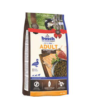 Bosch Adult with duck & rice (Бош Утка с рисом) корм для взрослых пород собак с чувствительным пищеварением 18кг