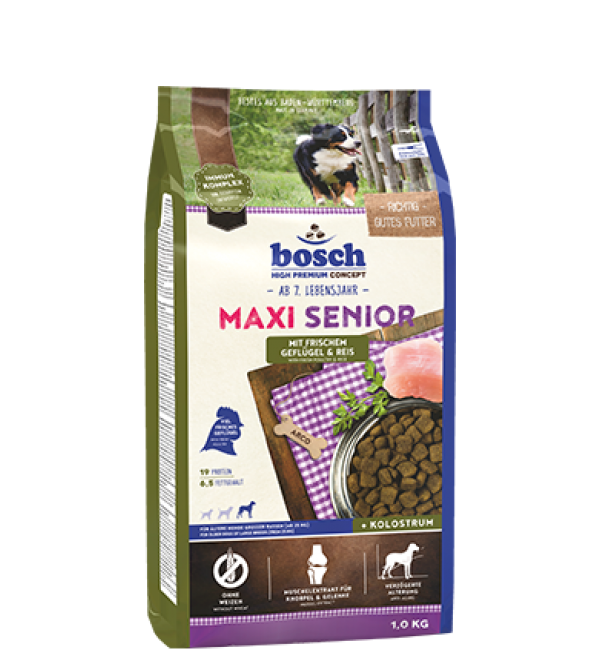 Корм для пожилых собак крупных размеров с пониженной жирностью Bosch Maxi Senior (Бош Сеньор Макси) 12.5