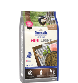 Корм для взрослых собак склонных к полноте с пониженным содержанием жирности Bosch Mini Light (Бош Мини Лайт) 1кг