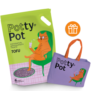Potty-Pot Лаванда наполнитель ТОФУ 2.5кг(6л)+Шоппер