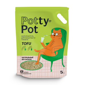 Potty-Pot Натуральный без запаха наполнитель ТОФУ  5кг(12л)