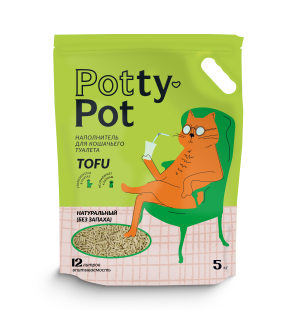 Potty-Pot Натуральный без запаха наполнитель ТОФУ  5кг(12л)