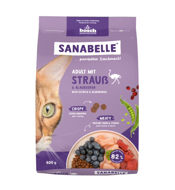 Sanabelle Adult with ostrich (Санабелль Эдалт со страусом НОВАЯ УПАКОВКА ) - корм для кошек 0.4кг