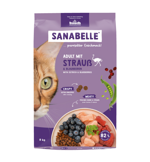 Sanabelle Adult with ostrich (Санабелль Эдалт со страусом НОВАЯ УПАКОВКА ) - корм для кошек 8кг