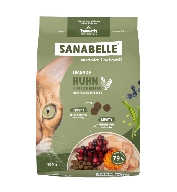 Sanabelle Grande (Санабелль Гранде НОВАЯ УПАКОВКА) - корм с большой гранулой для кошек крупных пород+ подарок, 0,4кг