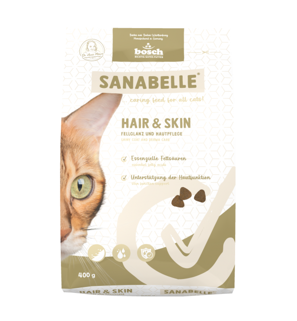 Sanabelle Hair & Skin (Санабелль Хэа Скин НОВАЯ УПАКОВКА) - корм для здоровой шерсти и кожи у  кошек, 0.4кг