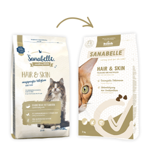 Sanabelle Hair & Skin (Санабелль Хэа Скин НОВАЯ УПАКОВКА) - корм для здоровой шерсти и кожи у  кошек + подарок, 0.4кг