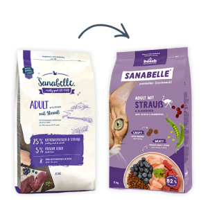 Sanabelle Adult with ostrich (Санабелль Эдалт со страусом НОВАЯ УПАКОВКА ) - корм для кошек+игрушка, 0.4кг
