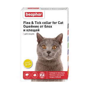 Ошейник Beaphar Flea & Tick collar for Cat от блох и клещей для кошек желтый