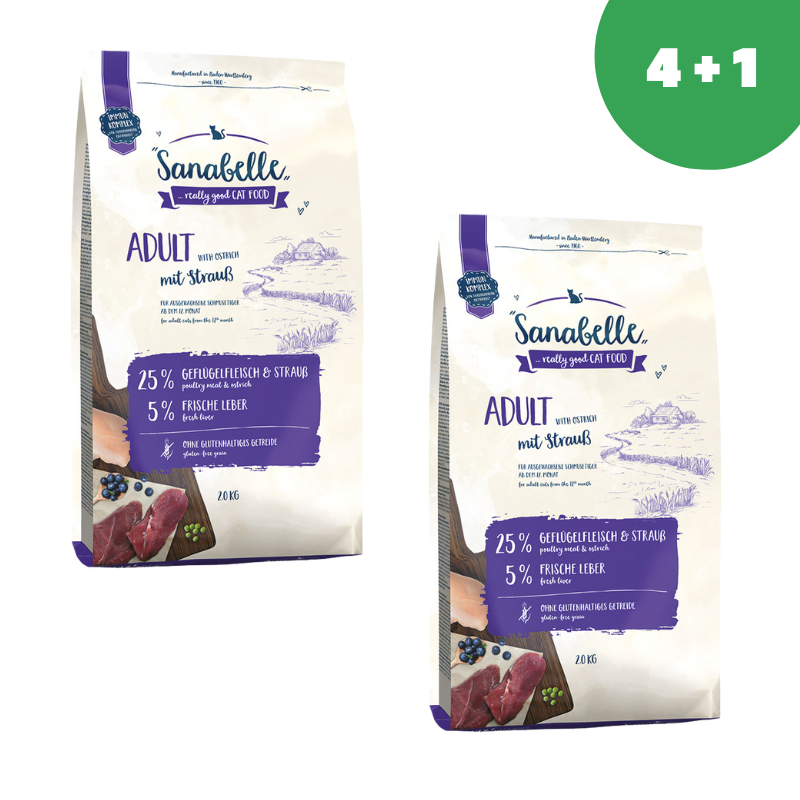 Sanabelle Adult with ostrich (Санабелль Эдалт со страусом) - корм для кошек 5шт по 2кг
