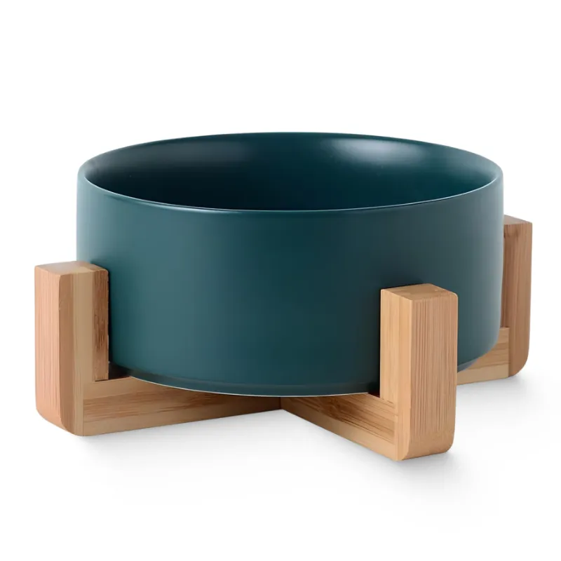 Миска керамическая на подставке ЗЕЛЕНАЯ (0.3л)