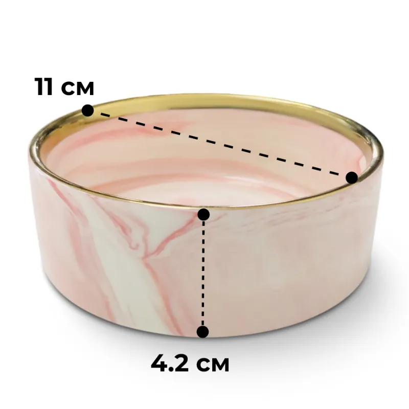 Миска керамическая РОЗОВЫЙ МРАМОР/ЗОЛОТО (0.3л)