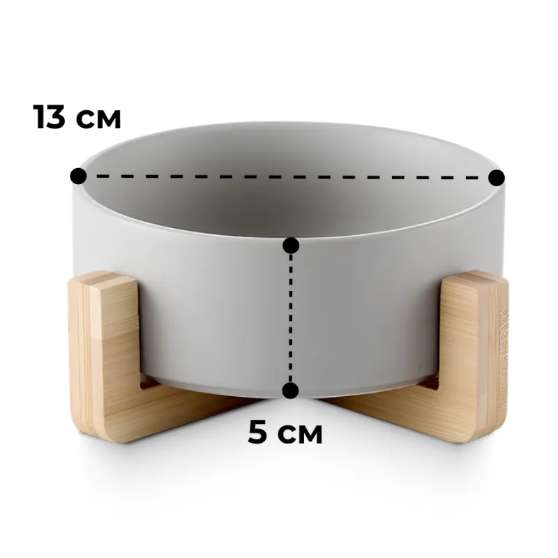 Миска керамическая на подставке СЕРАЯ (0.4л)