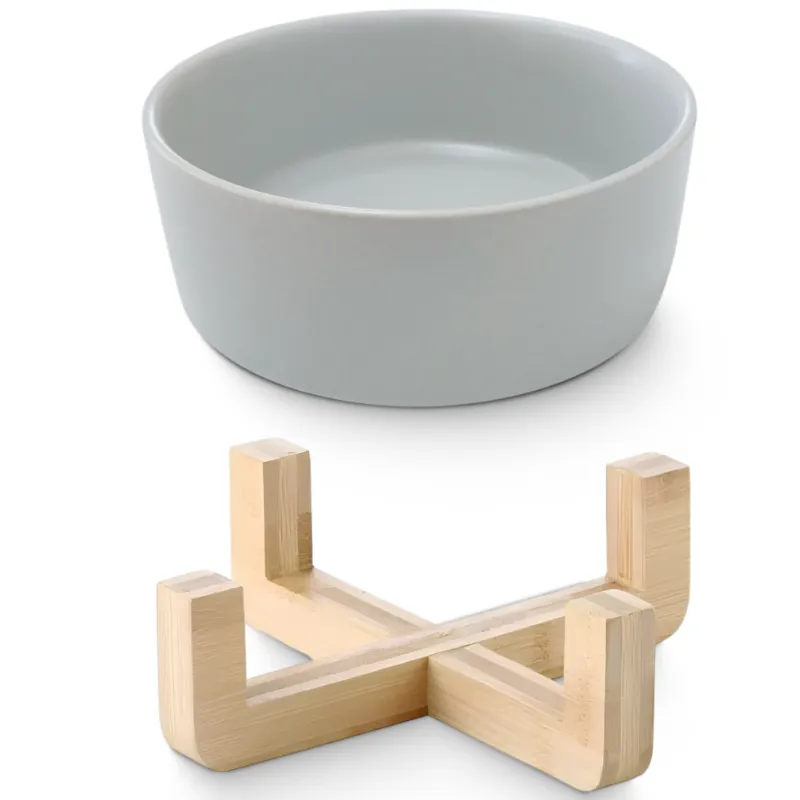 Миска керамическая на подставке СЕРАЯ (0.4л)